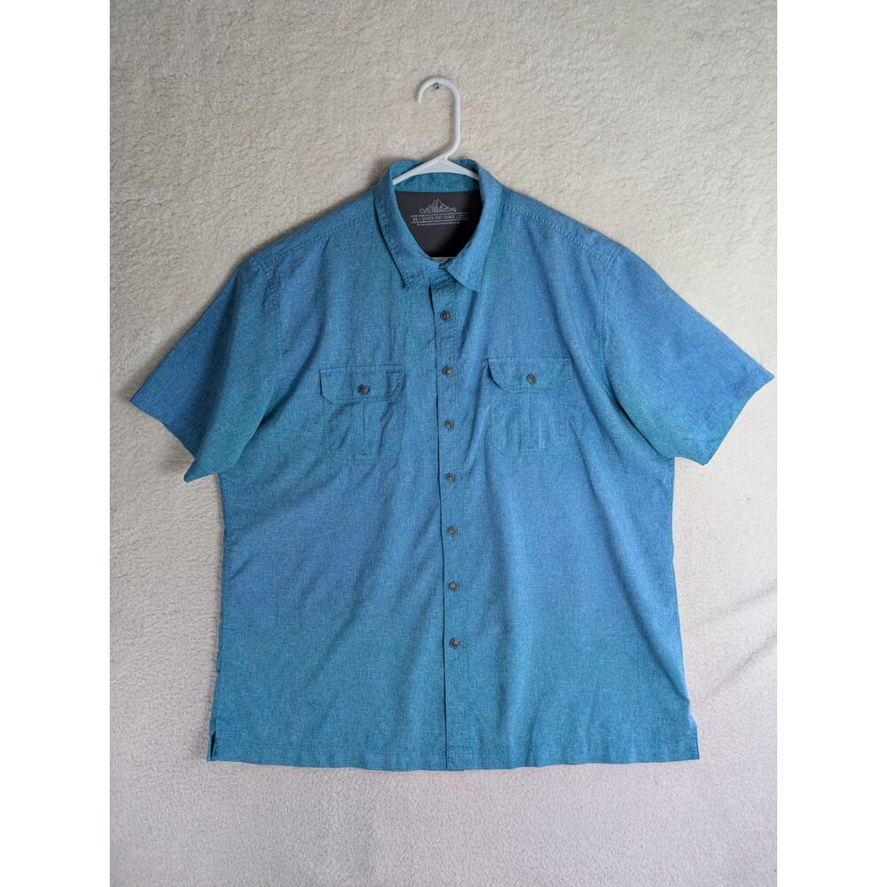 Croft Barrow Shirt Mens XL Blue Ombre Vented Quick Dry Short Sleeve Fishing